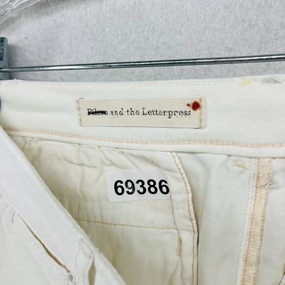 PILCRO AND THE LETTERPRESS Pants 25 Hyphen Chinos Ankle Cuffed Low Rise White - Picture 16 of 16